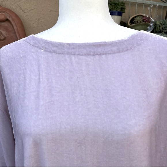 Eileen Fisher Lavender Pink Velvet Top Size L - Picture 2 of 10